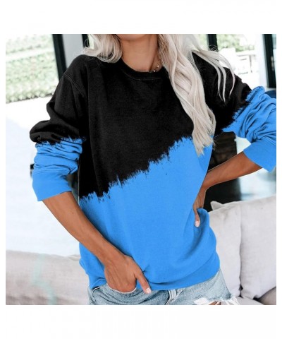 Womens Sweatshirts Crewneck Loose Fitting Tops Long Sleeve Color Block Casual Lightweight Shirts Pullover Blouses E-blue $10....