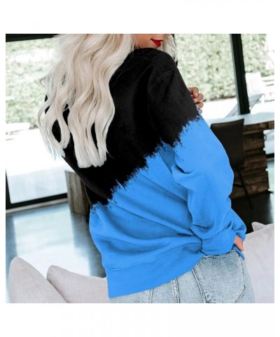 Womens Sweatshirts Crewneck Loose Fitting Tops Long Sleeve Color Block Casual Lightweight Shirts Pullover Blouses E-blue $10....