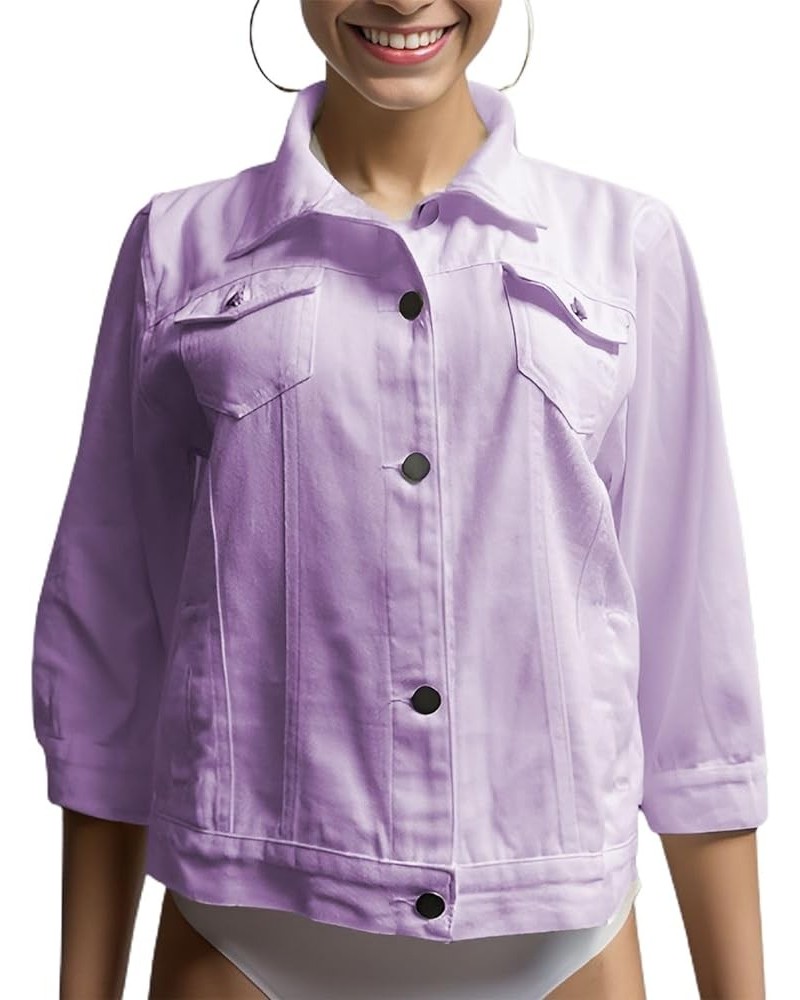 Women's Summer Jean Jacket Fall Western Pocket Casual Fashion Thin Lightweight Half Short Sleeve Denim Jackets Purple $23.99 ...