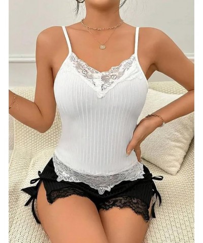 Camisole for Women Lace Tank Tops V Neck Adjustable Cami Sexy Undershirts 2 Pack White $11.95 Tanks