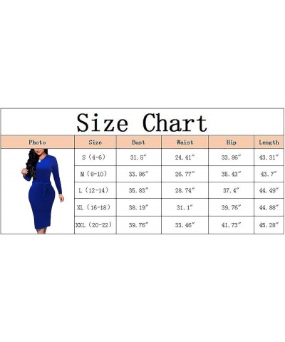 Women's Elegant Church Dress Long Sleeve Business Bodycon Work Pencil Dress W-blue $17.35 Dresses