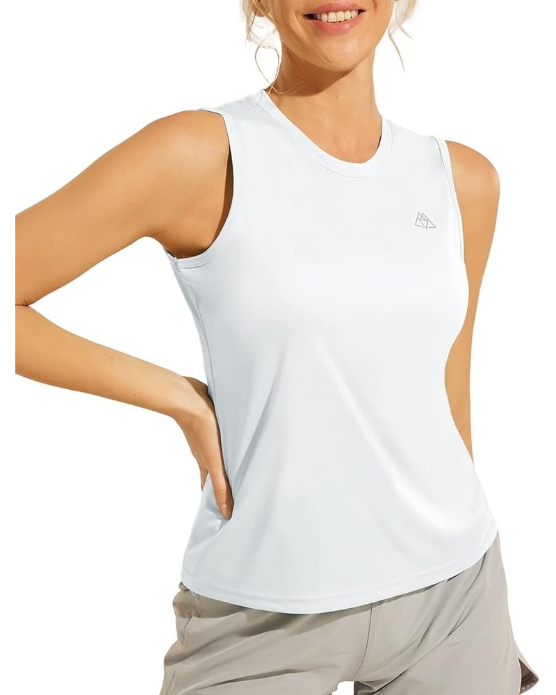 Women's Athletic Tanks Tops-Dry Fit Sleeveless UPF 50+ Sun Protection Muscle Shirts for Workout Running Hiking White $10.99 A...