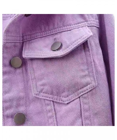 Women's Summer Jean Jacket Fall Western Pocket Casual Fashion Thin Lightweight Half Short Sleeve Denim Jackets Purple $23.99 ...