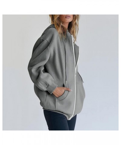 Sweatshirts for Women,Womens Zip Up Y2K Hoodies Long Sleeve Fall Oversized Casual Drawstring Jacket with Pocket C1-grey $9.49...