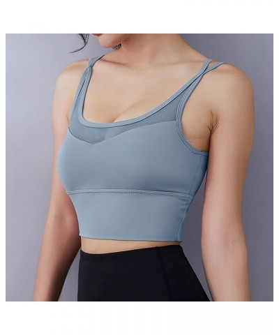 Women Sports Bras Back Padded Workout Tank Tops Medium Support Crop Sports Bras Comfy Light Blue $10.25 Lingerie