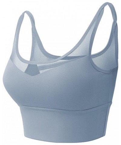 Women Sports Bras Back Padded Workout Tank Tops Medium Support Crop Sports Bras Comfy Light Blue $10.25 Lingerie