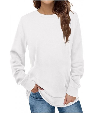 Womens Crewneck Sweatshirt Casual Long Sleeve Crew Neck Pullover Loose Fit Comfy Soft Fall Tops Fashion Outfit 2023 05 White ...