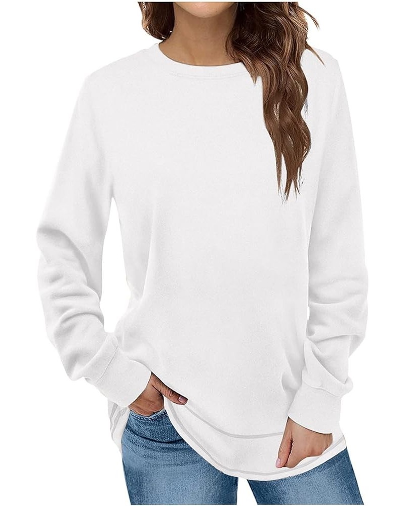 Womens Crewneck Sweatshirt Casual Long Sleeve Crew Neck Pullover Loose Fit Comfy Soft Fall Tops Fashion Outfit 2023 05 White ...