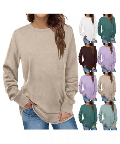 Womens Crewneck Sweatshirt Casual Long Sleeve Crew Neck Pullover Loose Fit Comfy Soft Fall Tops Fashion Outfit 2023 05 White ...