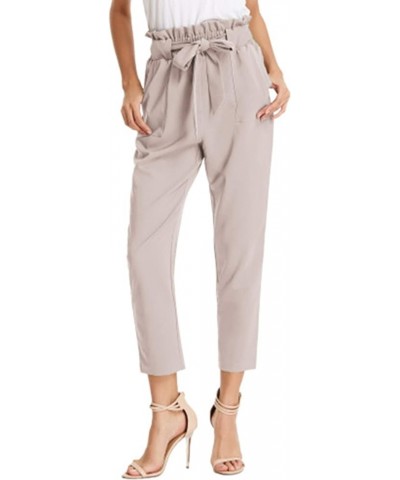 Women's Paper Bag Waist Pants Slim Fit Casual Office Pencil Pants Lavender Blush $13.42 Activewear