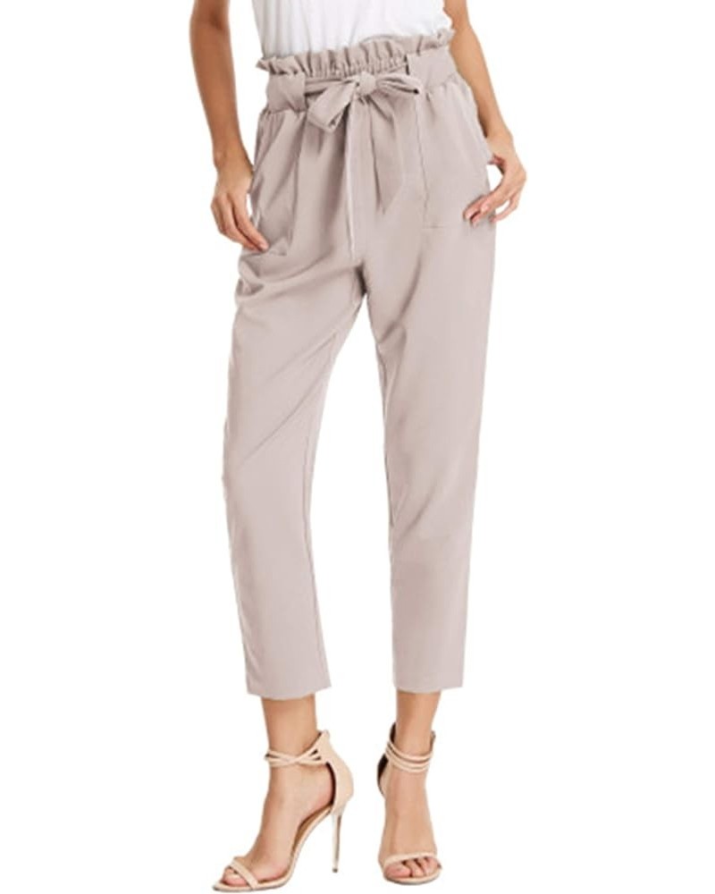 Women's Paper Bag Waist Pants Slim Fit Casual Office Pencil Pants Lavender Blush $13.42 Activewear