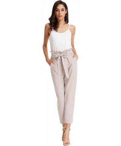 Women's Paper Bag Waist Pants Slim Fit Casual Office Pencil Pants Lavender Blush $13.42 Activewear