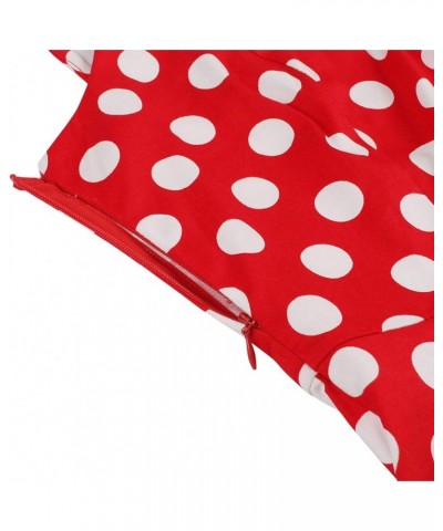 Women's Vintage Spaghetti Strap Polka Dot Printed Cocktail Party Dress Red-ruched $13.94 Dresses