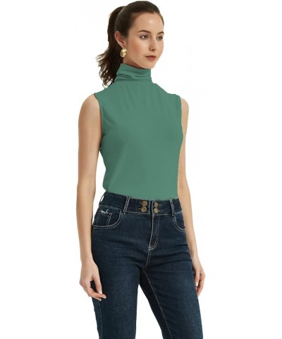 Women's Soft Cotton Mock Turtleneck Shirt Baselayer Tops Underwear Shirt Mint Green $16.52 Underwear