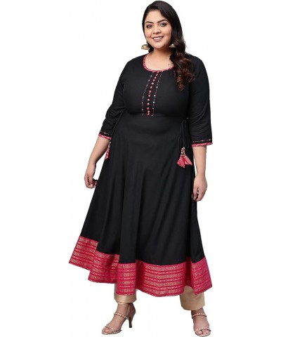 Women's Rayon Printed Anarkali Kurta for Mother's Day Black. $18.35 Tops