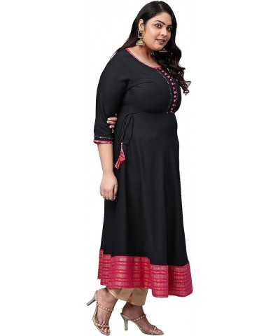 Women's Rayon Printed Anarkali Kurta for Mother's Day Black. $18.35 Tops