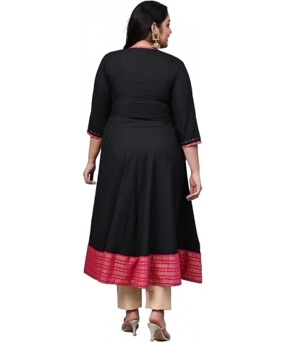 Women's Rayon Printed Anarkali Kurta for Mother's Day Black. $18.35 Tops