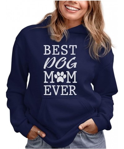 Best Dog Mom Ever! Gift for Dog Lover Women Hoodie Blue $19.27 Hoodies & Sweatshirts