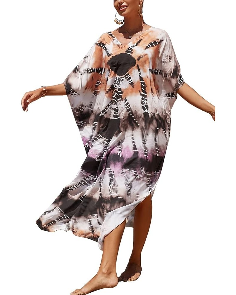 Women's Summer Long Beach Dress Kimono Maxi Kaftan Cover ups A Coffee $16.79 Swimsuits