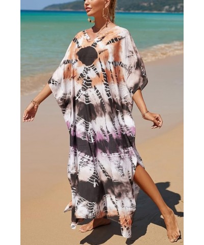 Women's Summer Long Beach Dress Kimono Maxi Kaftan Cover ups A Coffee $16.79 Swimsuits