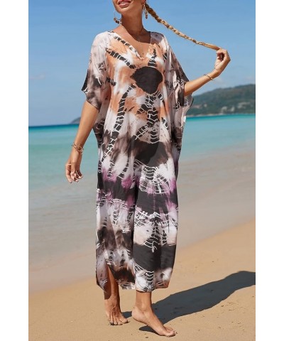 Women's Summer Long Beach Dress Kimono Maxi Kaftan Cover ups A Coffee $16.79 Swimsuits