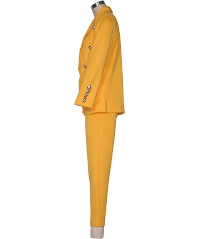 Blazer Jackets for Women Business Casual Women's Solid Two Piece Suit Set Elegant Long Sleeve Business Office S-1-yellow $20....