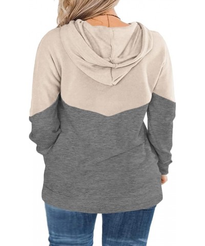 Plus-Size Hoodies for Women Color Block Pullover Sweatshirts 01_apricot $13.99 Hoodies & Sweatshirts