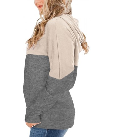 Plus-Size Hoodies for Women Color Block Pullover Sweatshirts 01_apricot $13.99 Hoodies & Sweatshirts