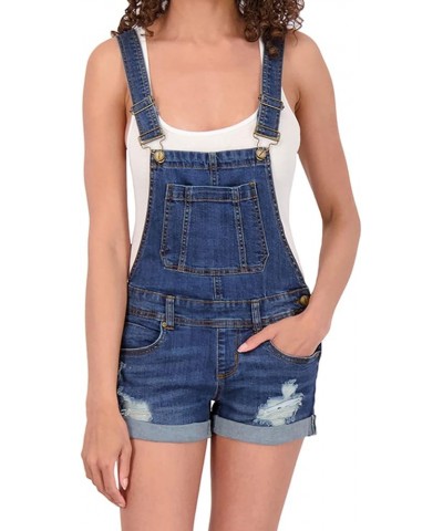 Women's Shortalls - Basic Stretch Denim Jean Shorts Overalls Driftwood (Dark) $16.10 Overalls