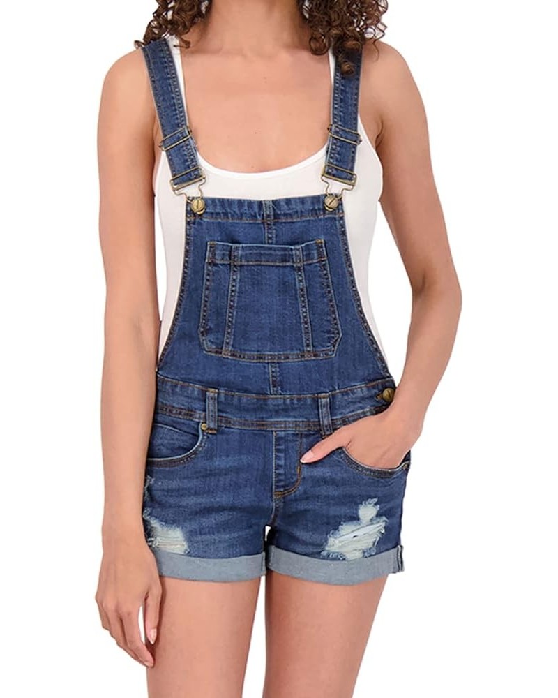 Women's Shortalls - Basic Stretch Denim Jean Shorts Overalls Driftwood (Dark) $16.10 Overalls