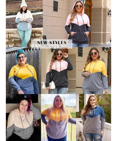 Plus-Size Hoodies for Women Color Block Pullover Sweatshirts 01_apricot $13.99 Hoodies & Sweatshirts