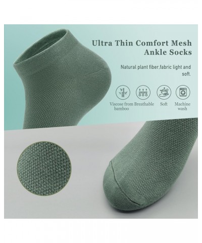 Ultra-Thin Comfort Viscose Bamboo Mesh Ankle Socks for Women -Breathable Lightweight Low-Cut Socks 5 Pairs Green $13.19 Activ...