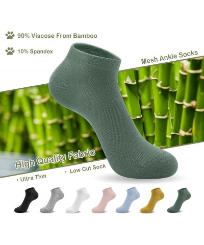 Ultra-Thin Comfort Viscose Bamboo Mesh Ankle Socks for Women -Breathable Lightweight Low-Cut Socks 5 Pairs Green $13.19 Activ...