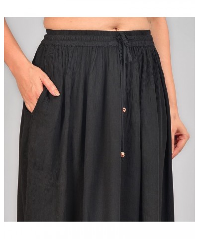 Women's Boho Indian High Waist Elastic Maxi Long Rayon Skirts with Pocket, One Size (Waist 28-34 inches) Black $12.18 Skirts