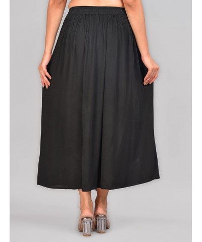 Women's Boho Indian High Waist Elastic Maxi Long Rayon Skirts with Pocket, One Size (Waist 28-34 inches) Black $12.18 Skirts