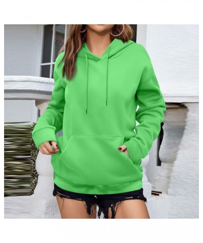 Sweatshirts For Women Solid Color Pullover Hooded Sweatshirt Tops Fleece Long Sleeve Fashion Sweatshirt Green $13.79 Jackets