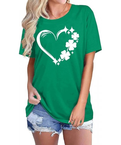 St. Patrick's Day Shirts for Women Shamrock Heart Graphic Tees St Patty's Lucky T-Shirt Irish Tops Green5 $7.50 T-Shirts