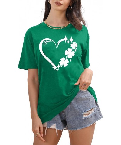 St. Patrick's Day Shirts for Women Shamrock Heart Graphic Tees St Patty's Lucky T-Shirt Irish Tops Green5 $7.50 T-Shirts