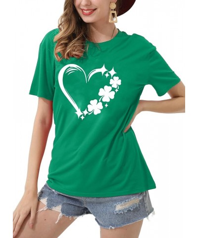 St. Patrick's Day Shirts for Women Shamrock Heart Graphic Tees St Patty's Lucky T-Shirt Irish Tops Green5 $7.50 T-Shirts