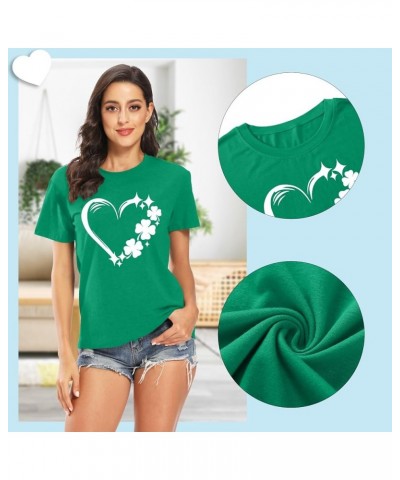 St. Patrick's Day Shirts for Women Shamrock Heart Graphic Tees St Patty's Lucky T-Shirt Irish Tops Green5 $7.50 T-Shirts