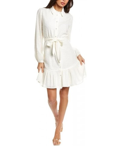 Women's Collar Neck Eyelet Shirt Dress Cloud $18.89 Dresses