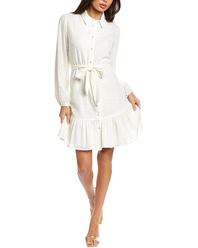 Women's Collar Neck Eyelet Shirt Dress Cloud $18.89 Dresses