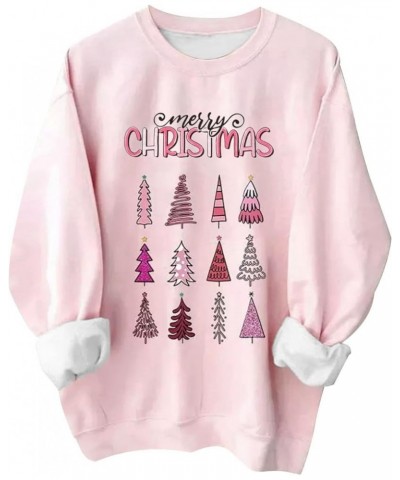 Pink Christmas Sweatshirts for Women Funny Cute Gnomes Santa Oversized Long Sleeve Shirts Vacation Pullovers Xmas Gift 07 Pin...