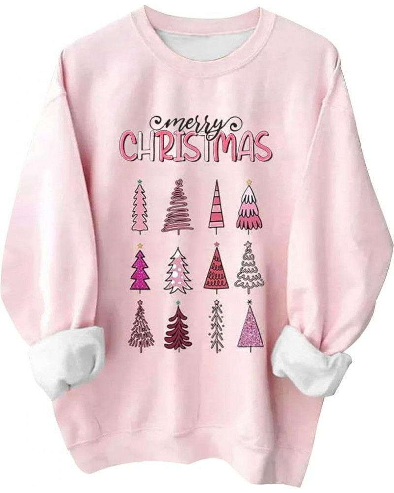 Pink Christmas Sweatshirts for Women Funny Cute Gnomes Santa Oversized Long Sleeve Shirts Vacation Pullovers Xmas Gift 07 Pin...