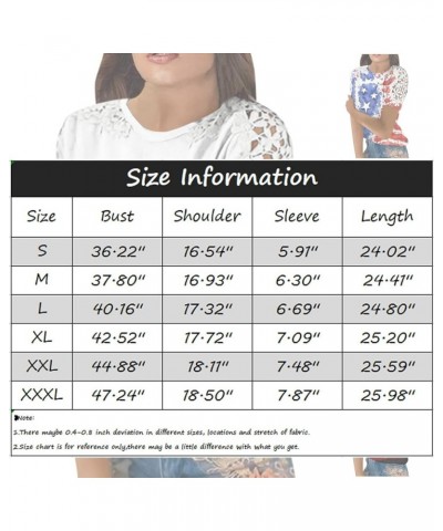 Summer Tops for Women 2023 Dressy Casual Hollow Short Sleeve Crewneck Boho Tops Fashion Plus Size Blouses T-Shirts K Multicol...