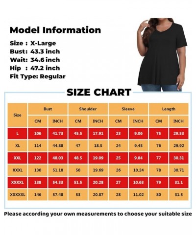 Plus Size Tops for Women Dressy Short Sleeve V Neck Shirts for Women Summer Tops for Women 2024 Floral Print Top Cute Tunic 1...