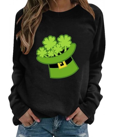 St Patricks Day Shirt Women Long Sleeve Pullover Tops Loose Fit Casual Tuncis Crewneck Sweatshirt Tees Blouses A-02-black $10...