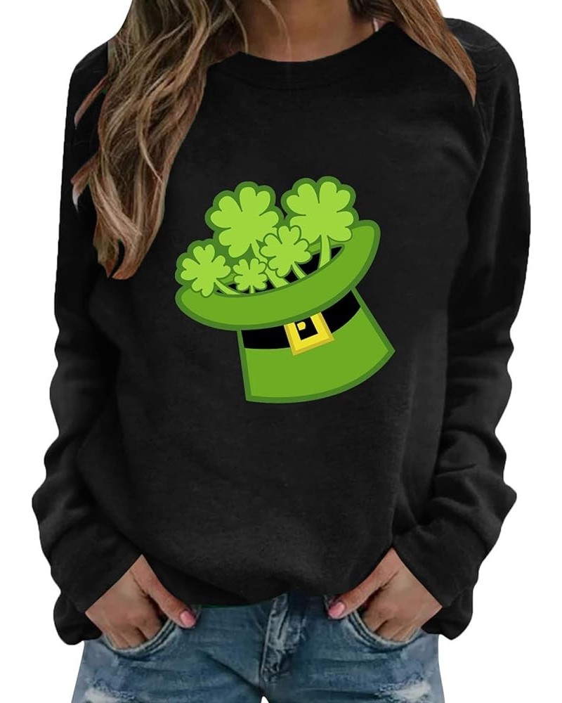 St Patricks Day Shirt Women Long Sleeve Pullover Tops Loose Fit Casual Tuncis Crewneck Sweatshirt Tees Blouses A-02-black $10...