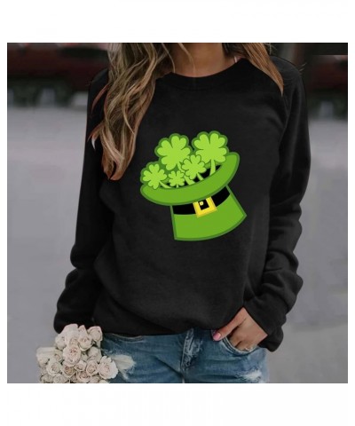 St Patricks Day Shirt Women Long Sleeve Pullover Tops Loose Fit Casual Tuncis Crewneck Sweatshirt Tees Blouses A-02-black $10...