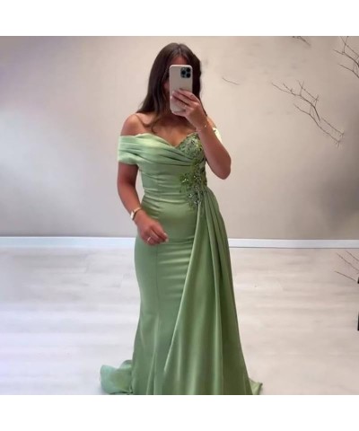 Lace Appliques Mother of The Bride Dresses for Wedding Off Shoulder Pleated Satin Formal Evening Dress SED019 Gold $31.16 Dre...